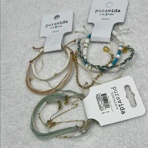 Pura Vida Bracelet Sets - White, Gold, Blue, Green - NEW
